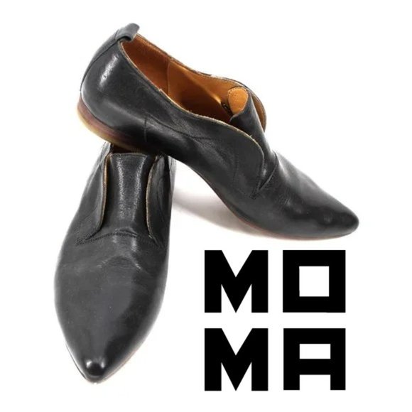 MOMA Hand-made Shoes ML4 Oxfords Laceless Black Leather Pointed Derby Loafer 7 - Picture 2 of 15